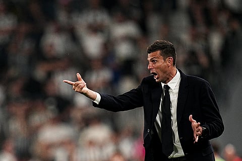 Serie A 2024-25 Juventus vs Roma: Juventus head coach Thiago Motta shouts at the sideline